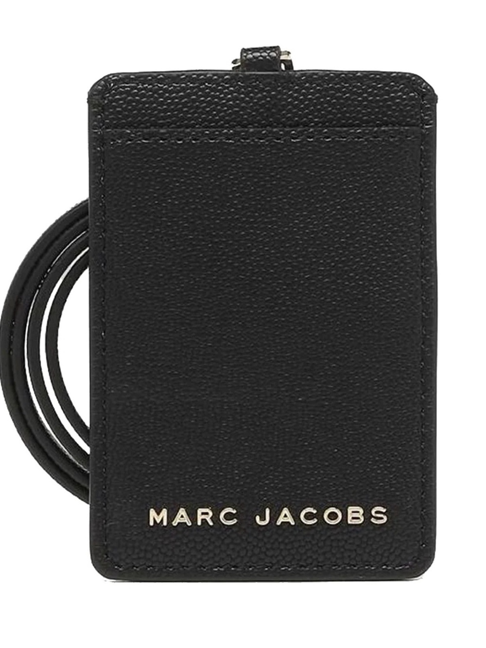 Marc Jacobs Black Pebbled Leather Card ID Holder with Lanyard